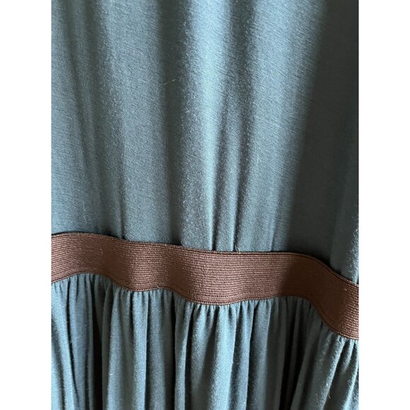 Peruvian Connection Size Large Drop Waist Viridian Teal Twist Green Bubble Hem - Picture 7 of 8